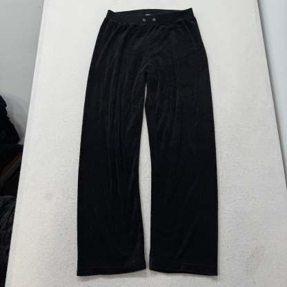 Juicy Couture Black Velour Tracksuit Set Zip Up Hoodie & Flare Pant Logo Size M-Coordom