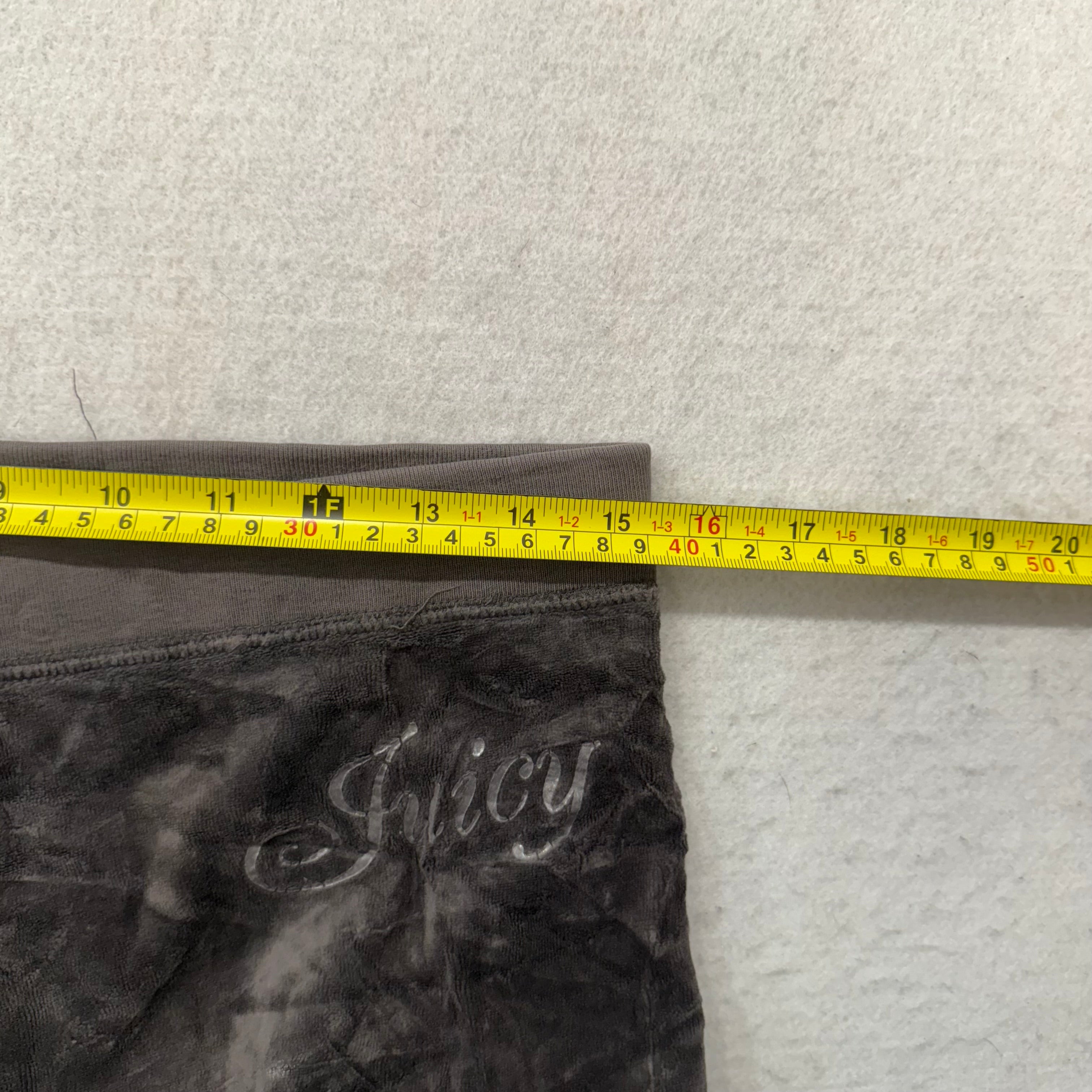 Vintage Juicy Couture Women's Dark Gray Velour Flared Track Pant Logo Y2K Size S-Coordom