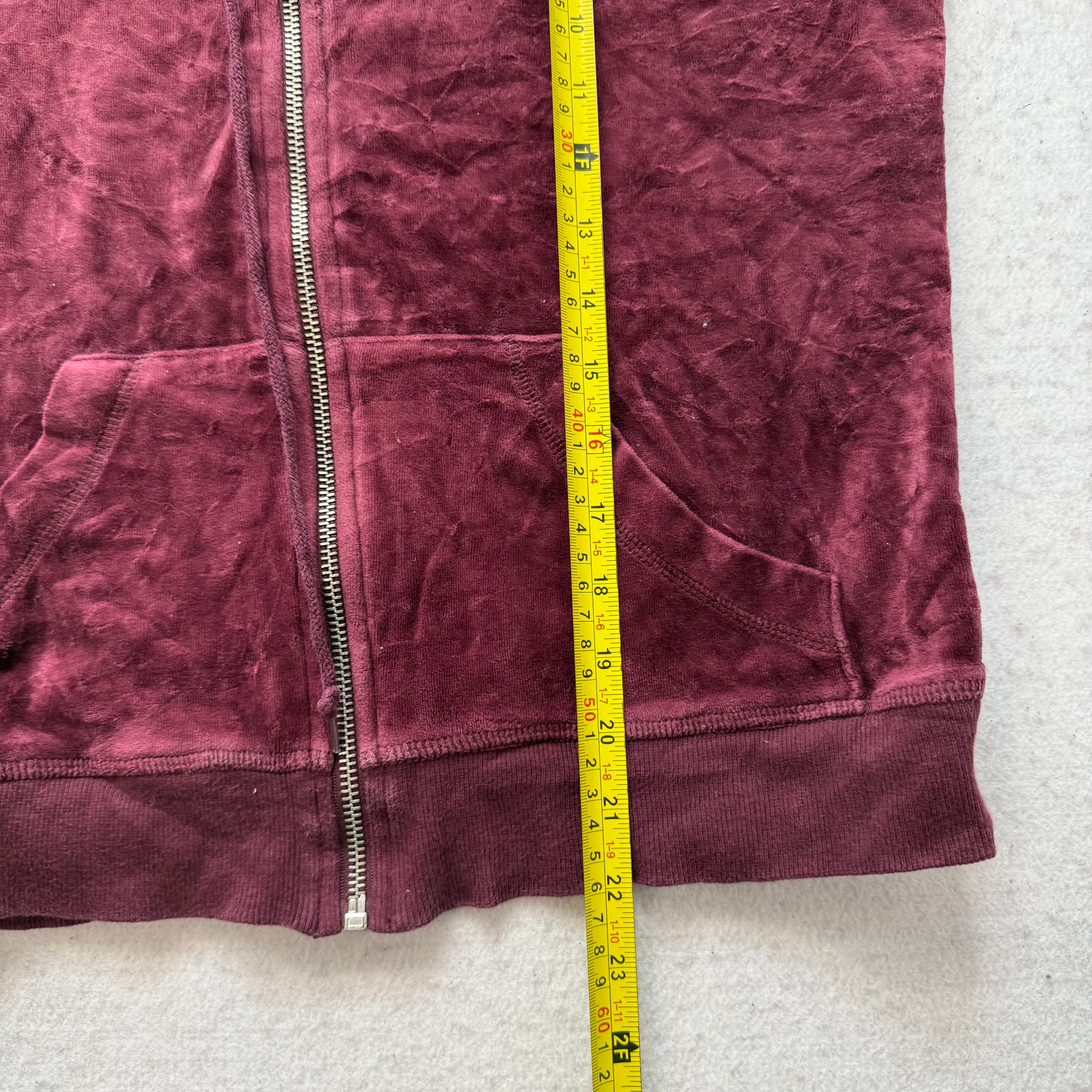 Juicy Couture Scottie Dogs Women's Burgundy Velour Zip-Up Hoodie Pockets Size M-Coordom