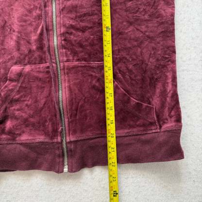 Juicy Couture Scottie Dogs Women's Burgundy Velour Zip-Up Hoodie Pockets Size M-Coordom