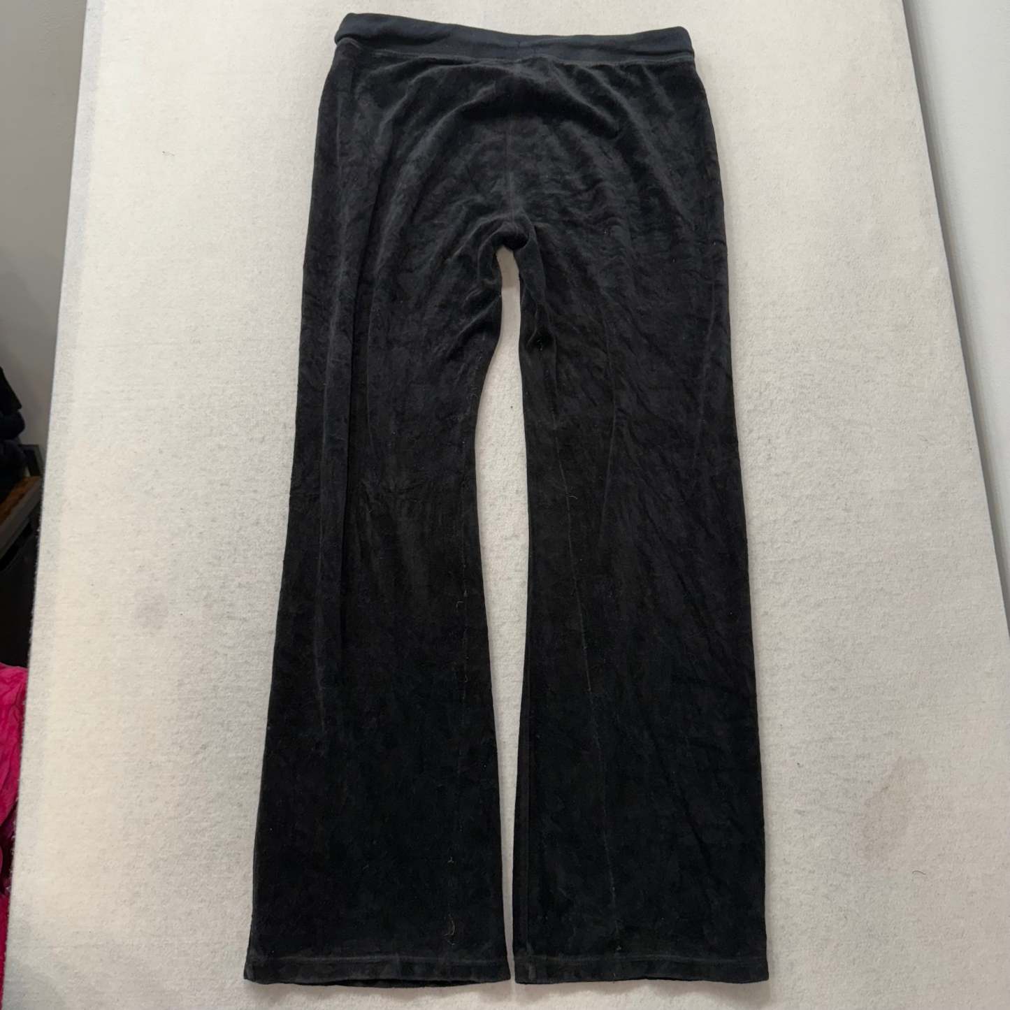 Juicy Couture Black Velour Tracksuit Set Zip Up Hoodie & Flared Pant Logo Size S-Coordom