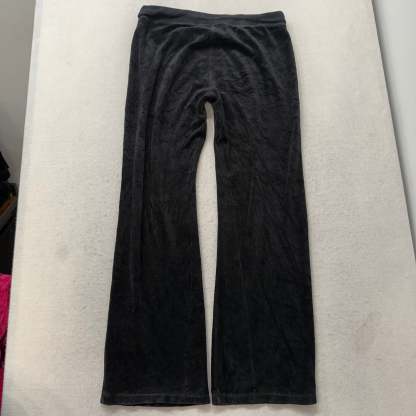 Juicy Couture Black Velour Tracksuit Set Zip Up Hoodie & Flared Pant Logo Size S-Coordom