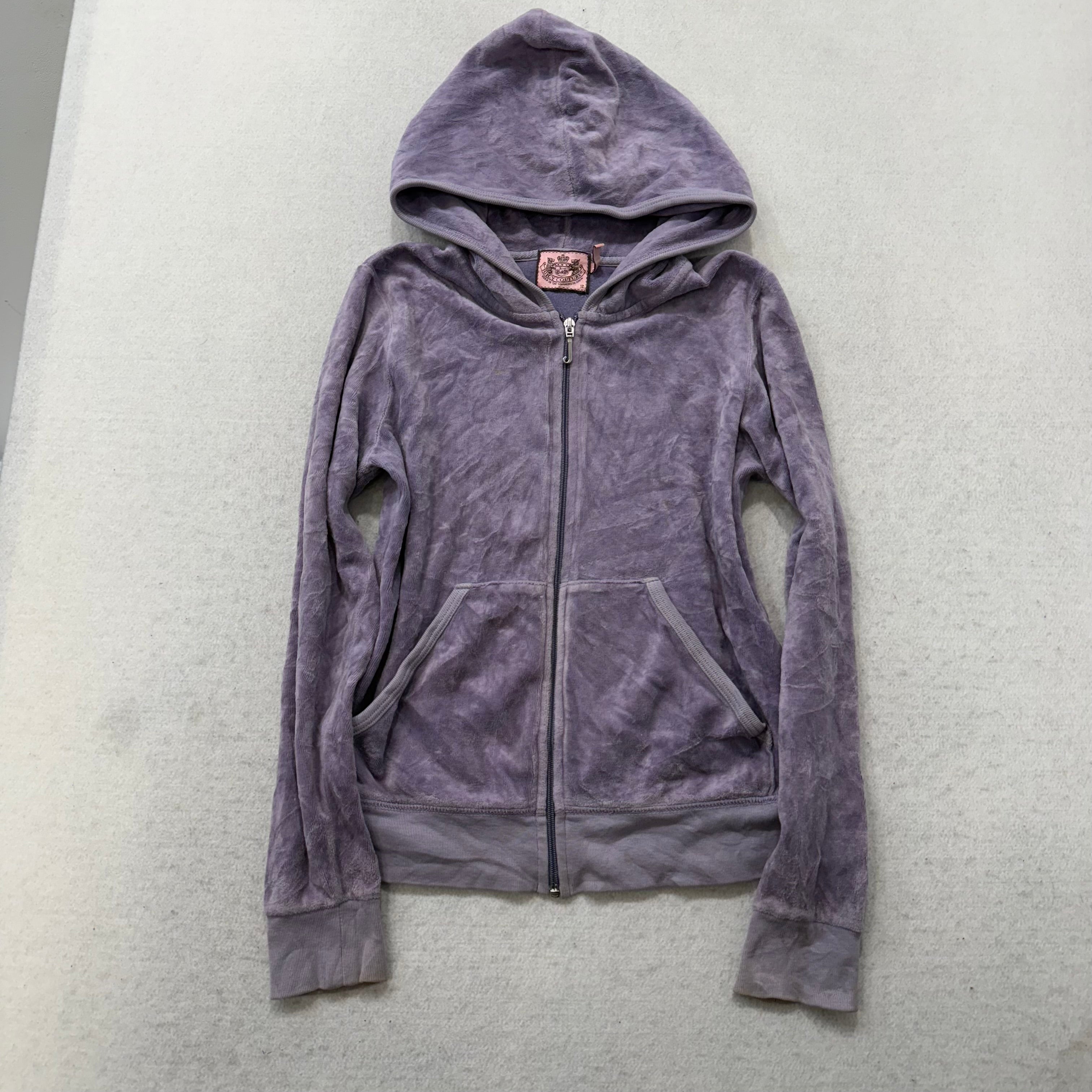 Juicy Couture All Hail Juicy Women's Lavender Velour Zip-Up Hoodie Y2k Size 12-Coordom