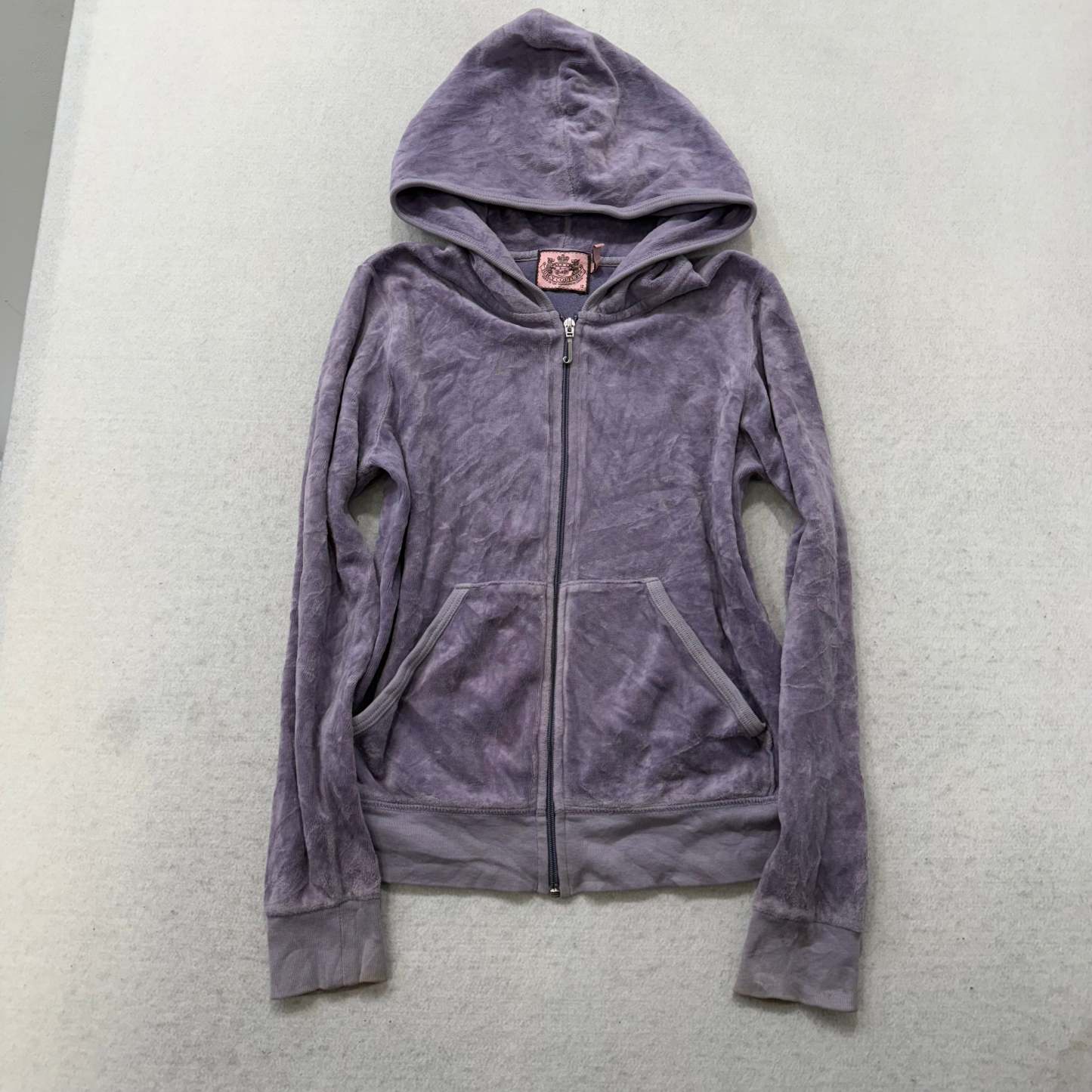 Juicy Couture All Hail Juicy Women's Lavender Velour Zip-Up Hoodie Y2k Size 12-Coordom