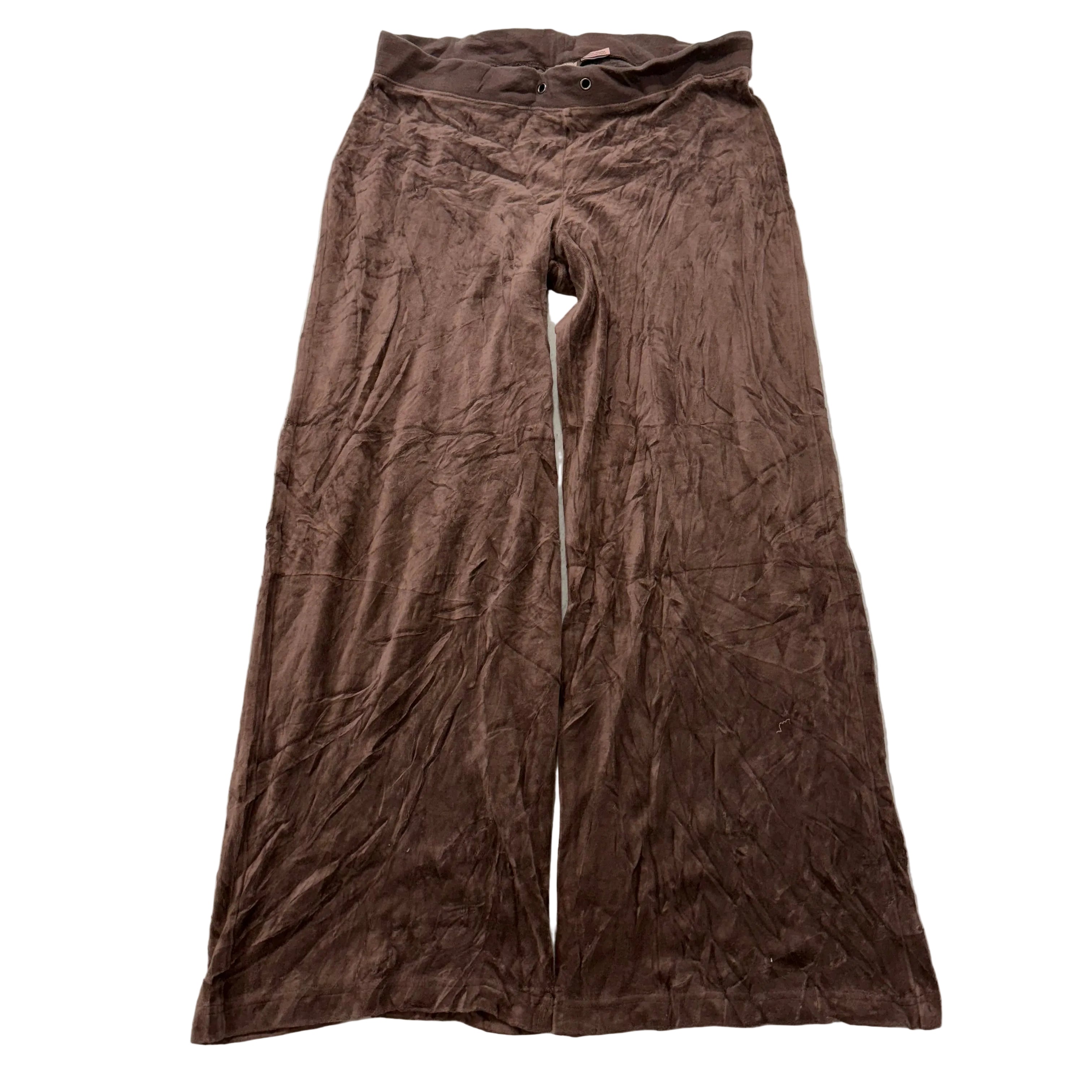 Juicy Couture Women's Brown Velour Flared Wide Leg Track Pant Loungewear Size M-Coordom