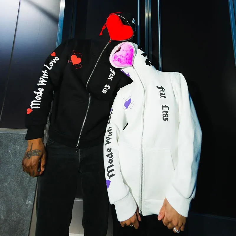Love More Fearless Couple's Zipper Hoodie-Coordom