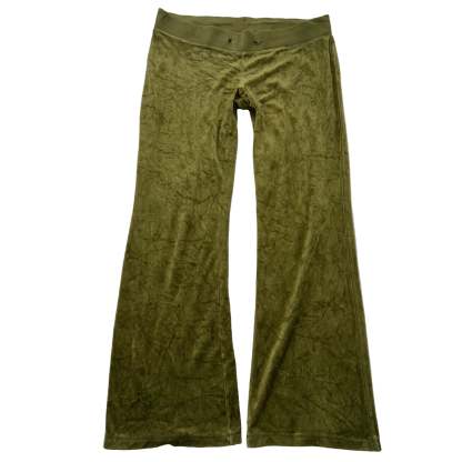 Juicy Couture Women's Olive Green Velour Flared Track Pant Loungewear Size XL-Coordom