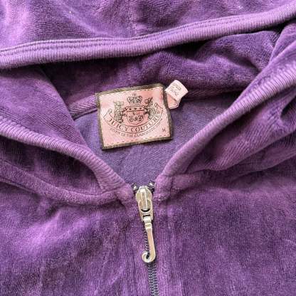 Juicy Couture Scottie Dogs Women's Purple Velour Zip-Up Hoodie Rhinestone Size M-Coordom