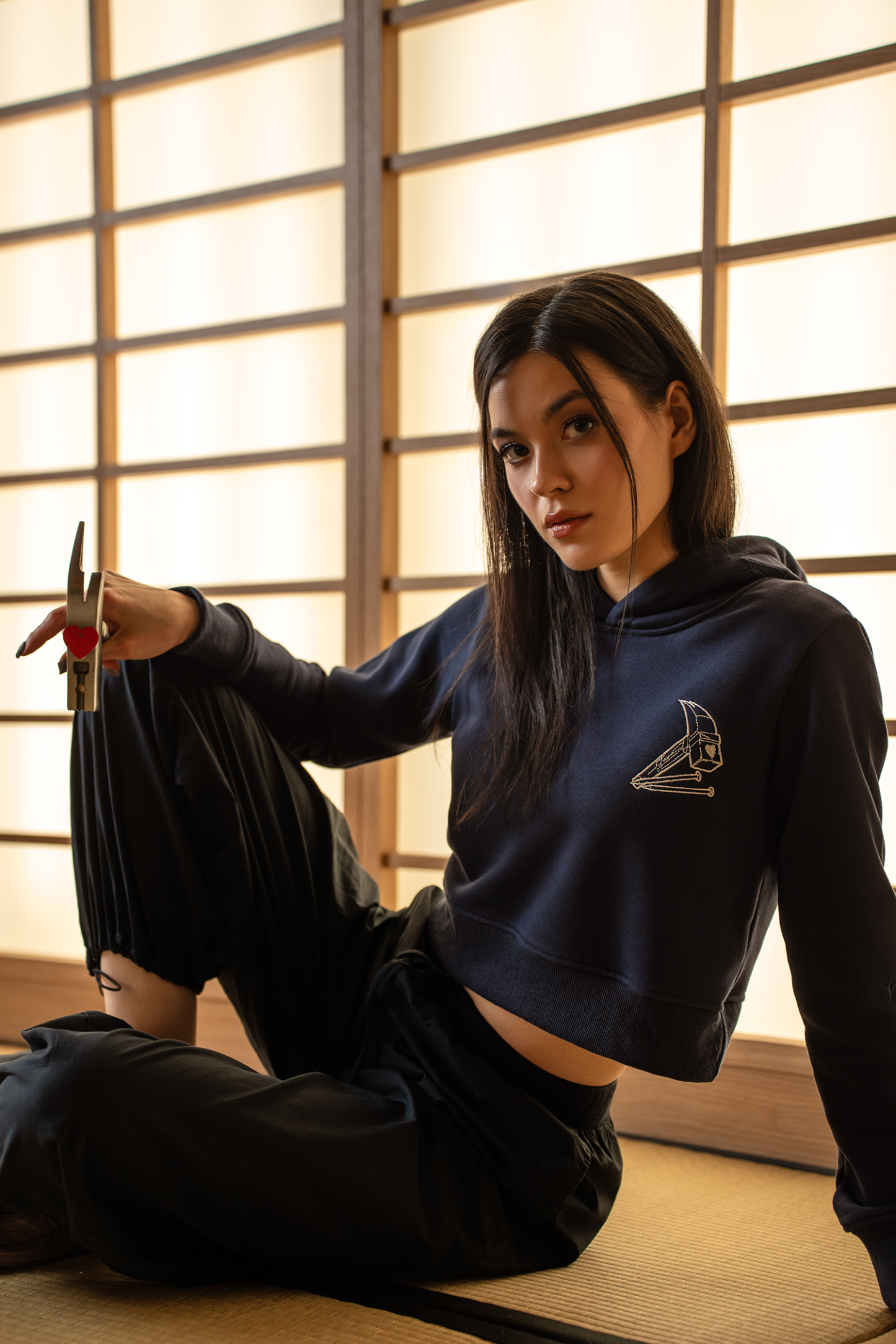 Hammer Cropped Hoodie-Coordom