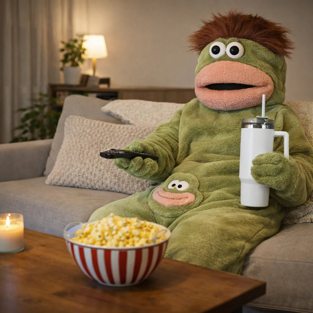 GufsySuit Cartoon Frog Plush Onesie | Cozy Oversized Loungewear Pajama Hoodie-Coordom