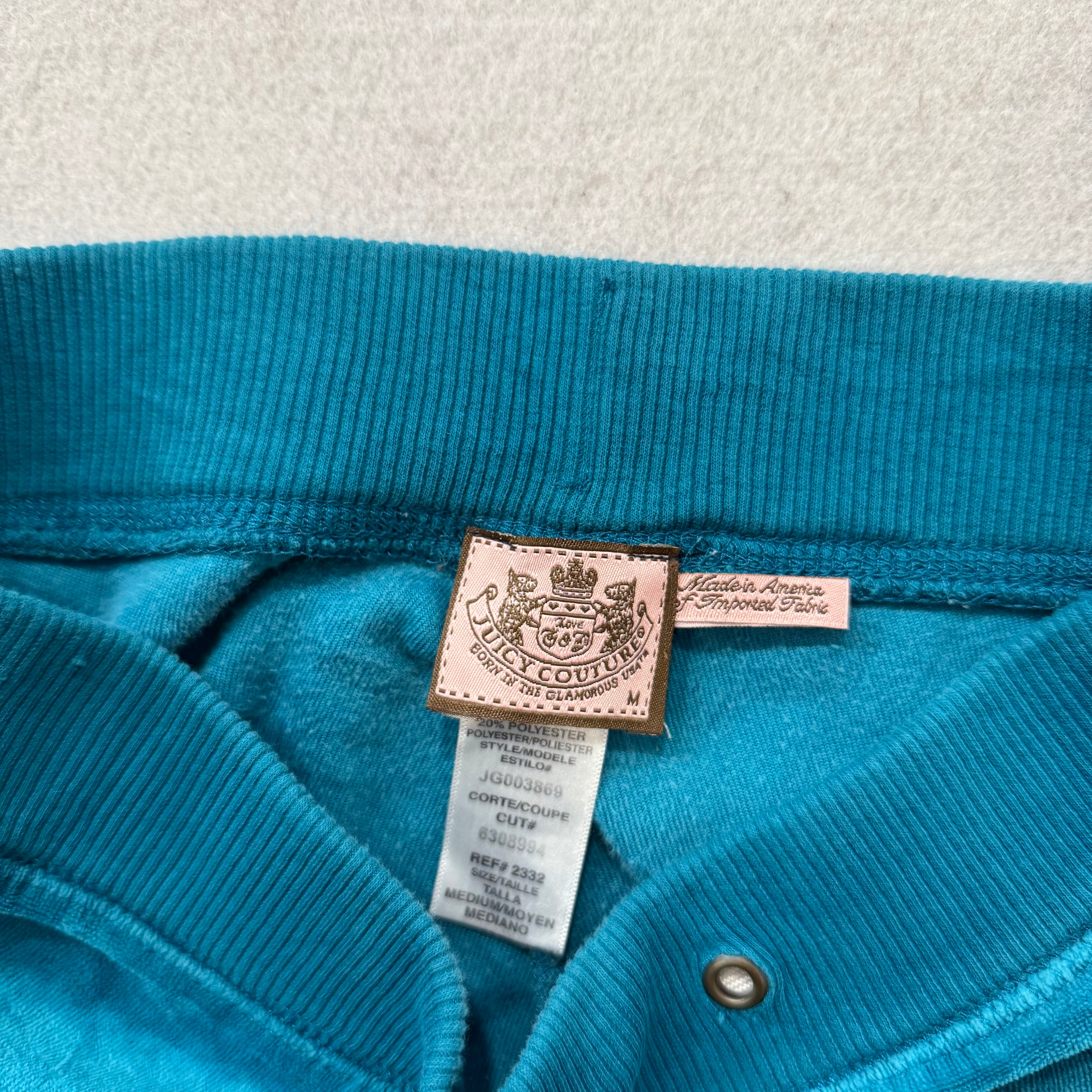 Juicy Couture Women's Teal Blue Velour Flared Track Pant Loungewear Y2K Size M-Coordom