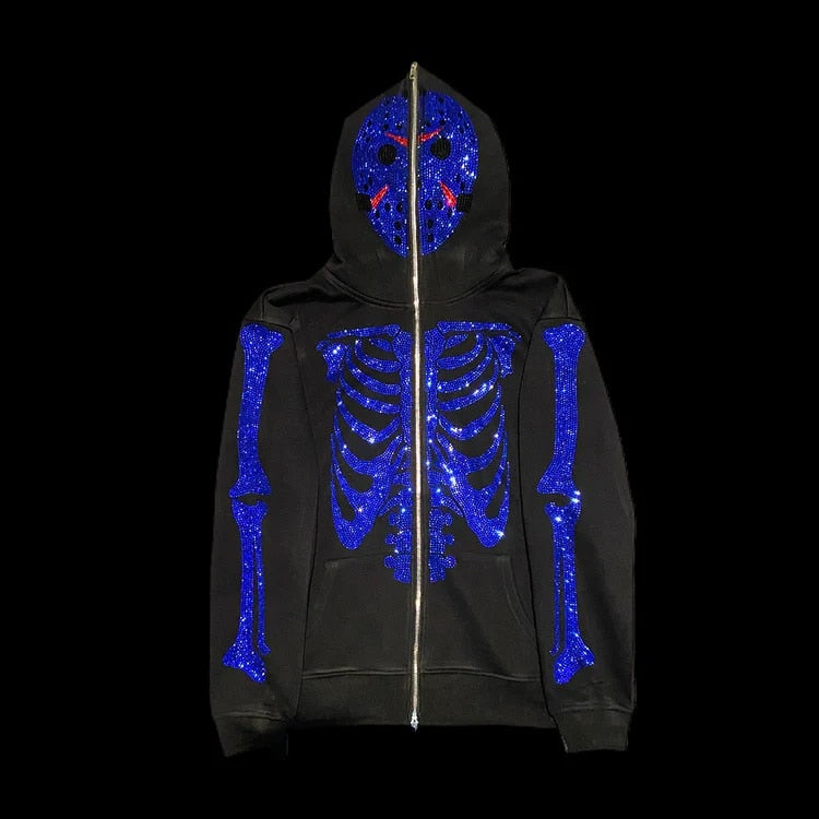 Rhinestone Skull Sweatshirt-Coordom