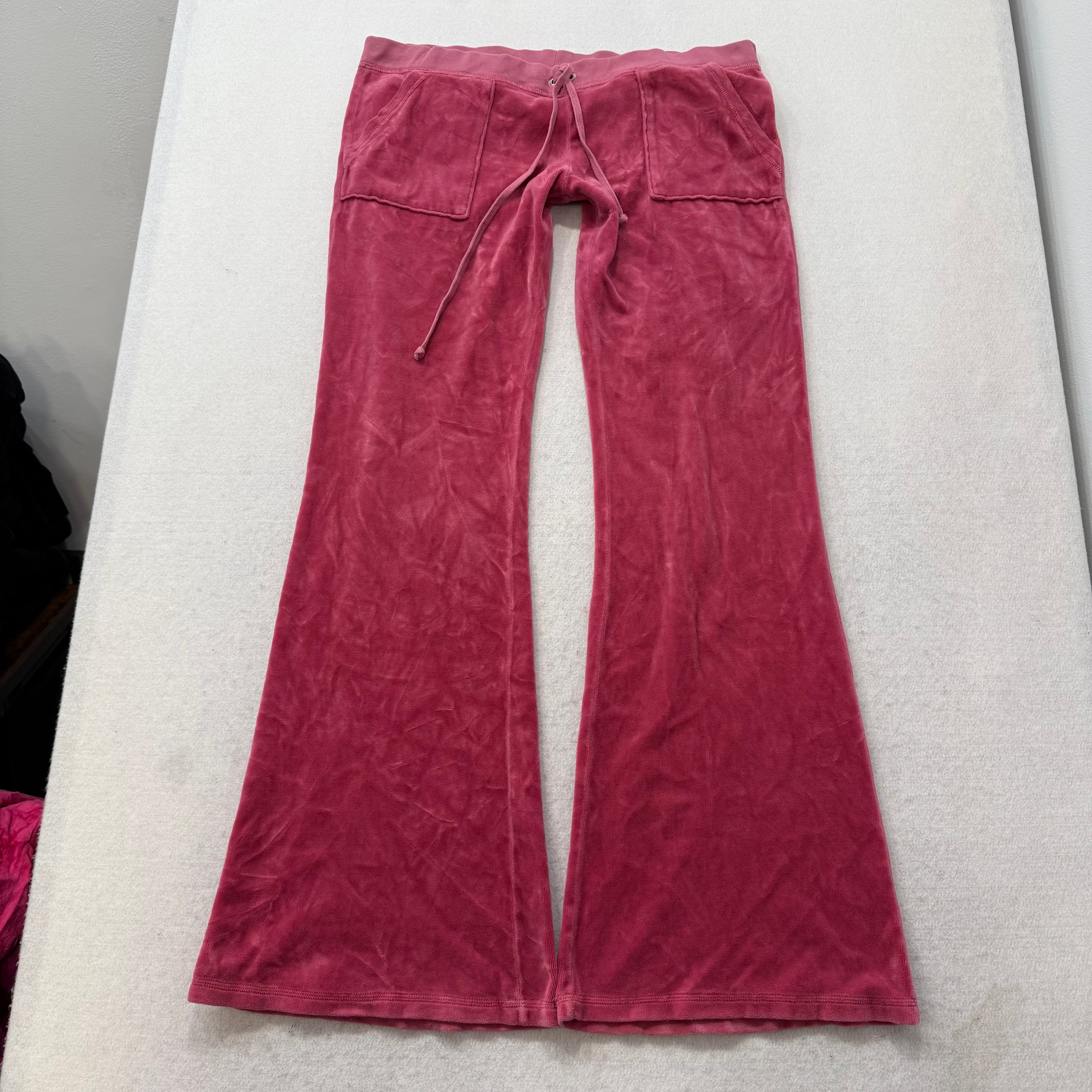 Juicy Couture Deep Rose Velour Tracksuit Set Zip Up Hoodie & Flared Pant Size M-Coordom