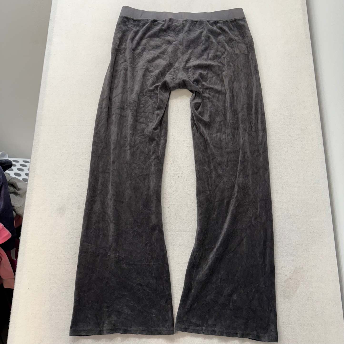 Juicy Couture Women's Gray Velour Flared Wide Leg Track Pants Drawstring Size XL-Coordom