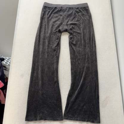 Juicy Couture Women's Gray Velour Flared Wide Leg Track Pants Drawstring Size XL-Coordom