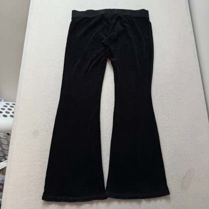 Vintage Juicy Couture Women's Black Velour Flared Track Pants Crown Logo Size L-Coordom
