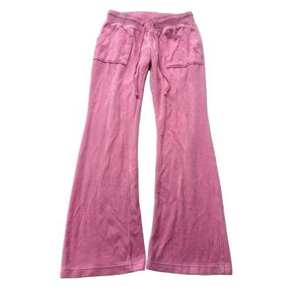 Juicy Couture Women's Pink Velour Flared Track Pants Pockets Drawstring Size M-Coordom