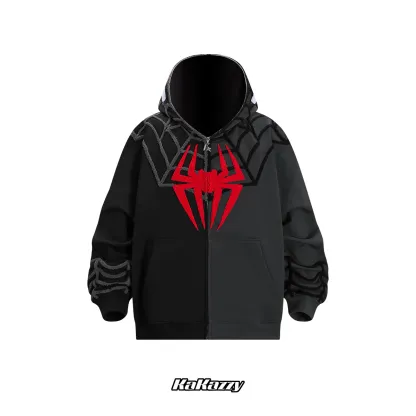 Street style Y2K pattern Full Zip Hoodie Black And DarkGray（Eyes Can See）-Coordom