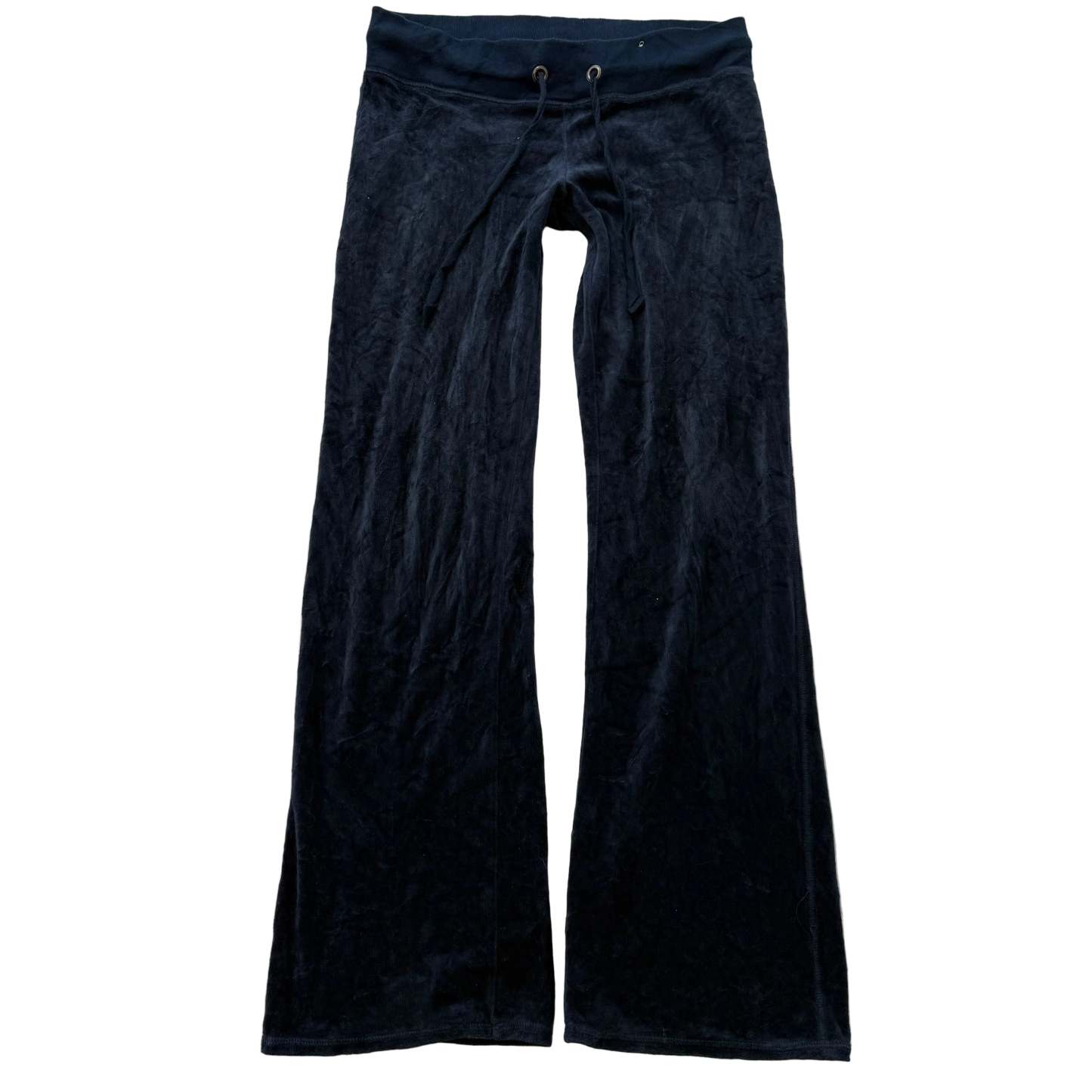 Vintage Juicy Couture Women's Navy Velour Flared Track Pant Drawstring Size S-Coordom