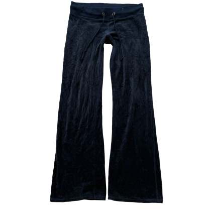 Vintage Juicy Couture Women's Navy Velour Flared Track Pant Drawstring Size S-Coordom