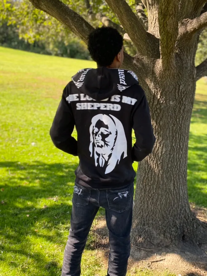 The Lord Is My Sheperd Print Zipper Hoodie-Coordom
