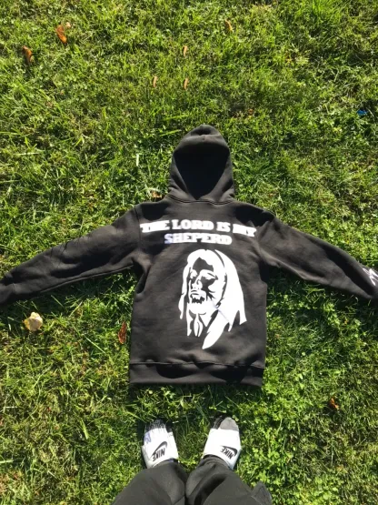The Lord Is My Sheperd Print Zipper Hoodie-Coordom
