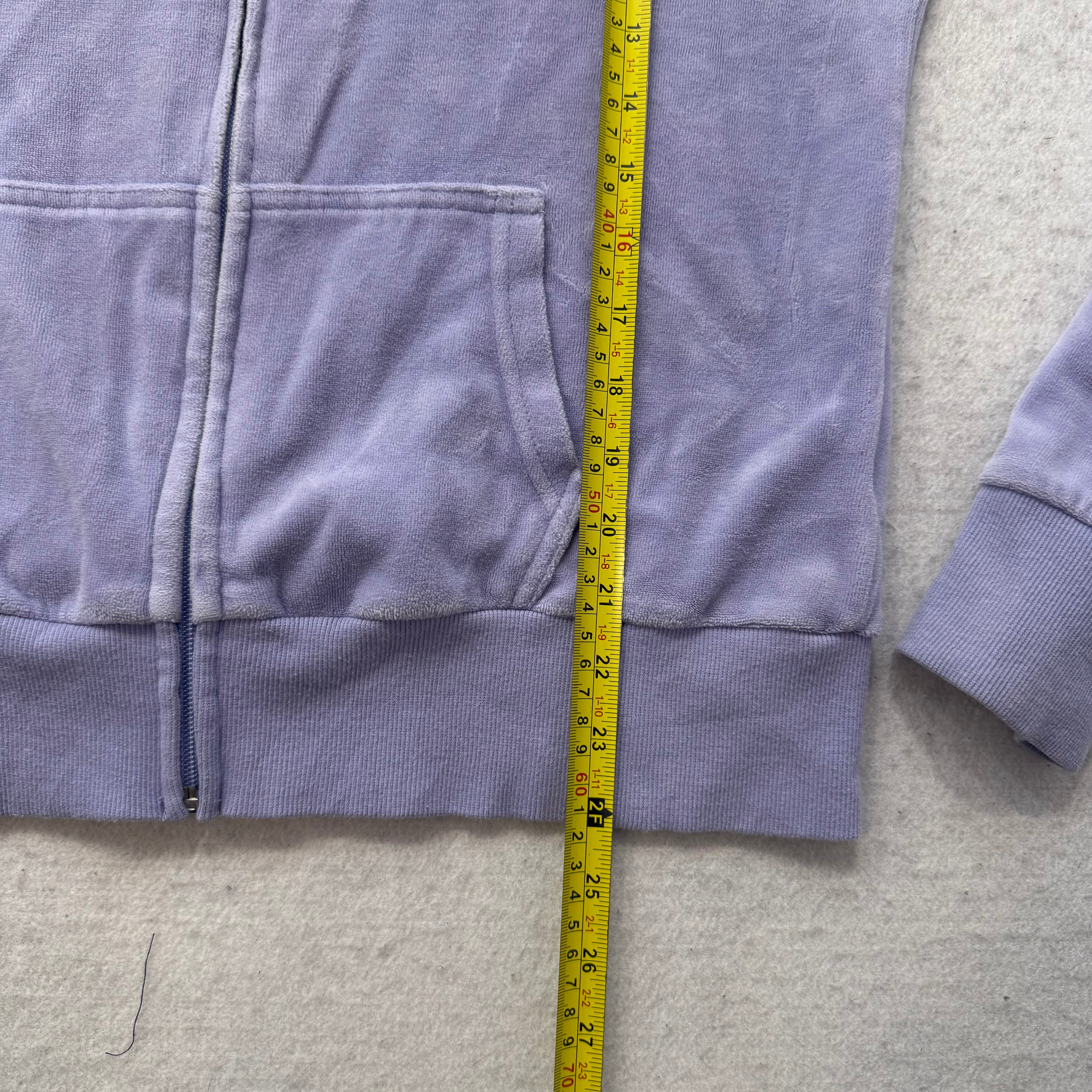 Vintage Juicy Couture Women's Lavender Velour Full Zip Hoodie Loungewear Size L-Coordom