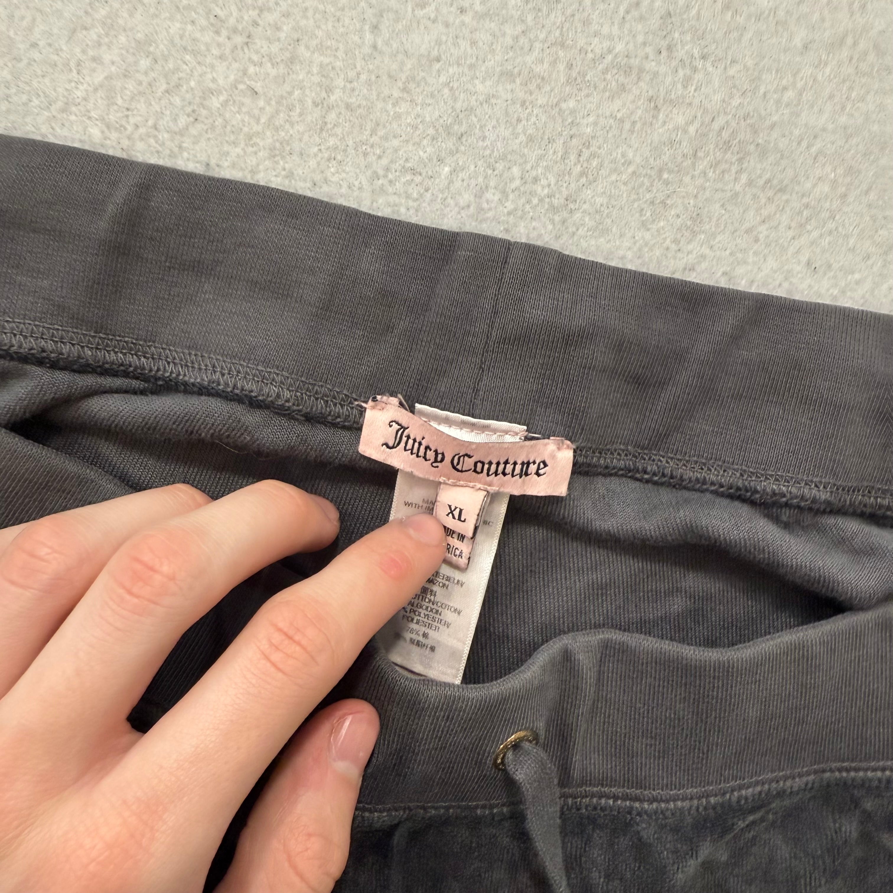 Juicy Couture Women's Gray Velour Flared Wide Leg Track Pants Drawstring Size XL-Coordom