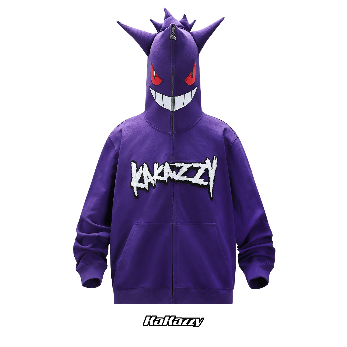 Street style Y2K pattern Full Zip Hoodie Purple-Coordom