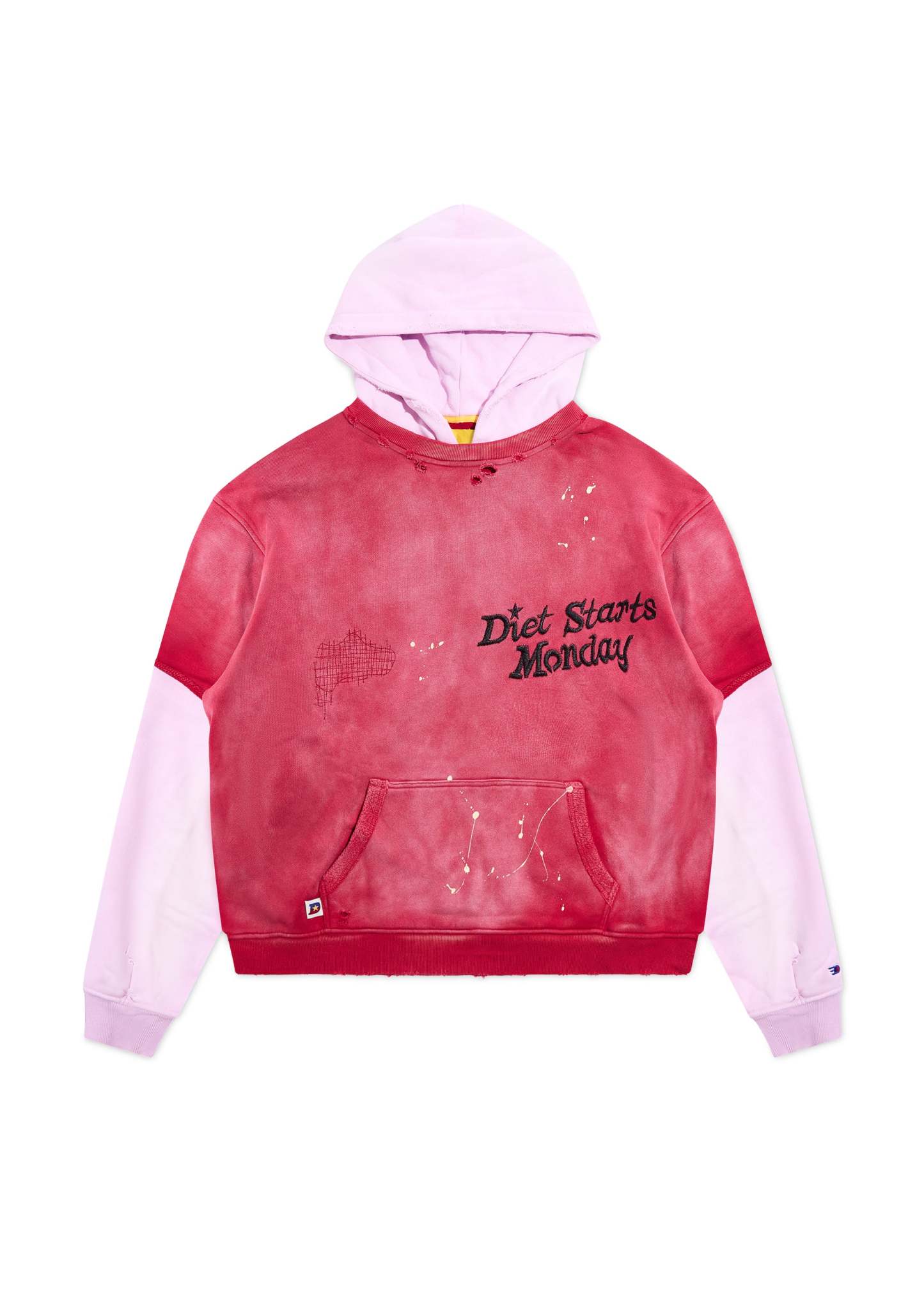 DSM Double Layer Hoodie - Washed Red/Pink|Streetwear Oversized Vintage Casual Wear-Coordom