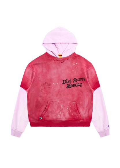 DSM Double Layer Hoodie - Washed Red/Pink|Streetwear Oversized Vintage Casual Wear-Coordom