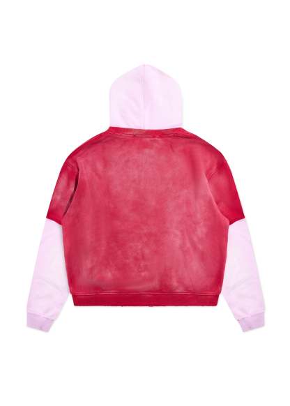 DSM Double Layer Hoodie - Washed Red/Pink|Streetwear Oversized Vintage Casual Wear-Coordom