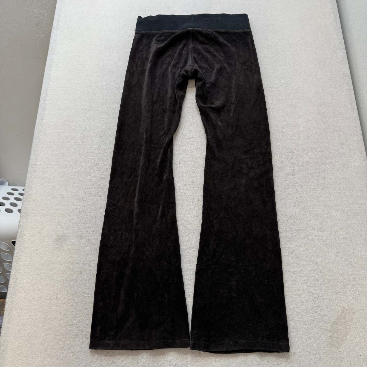 Vintage Juicy Couture Women's Black Velour Flared Track Pants Loungewear Size S-Coordom