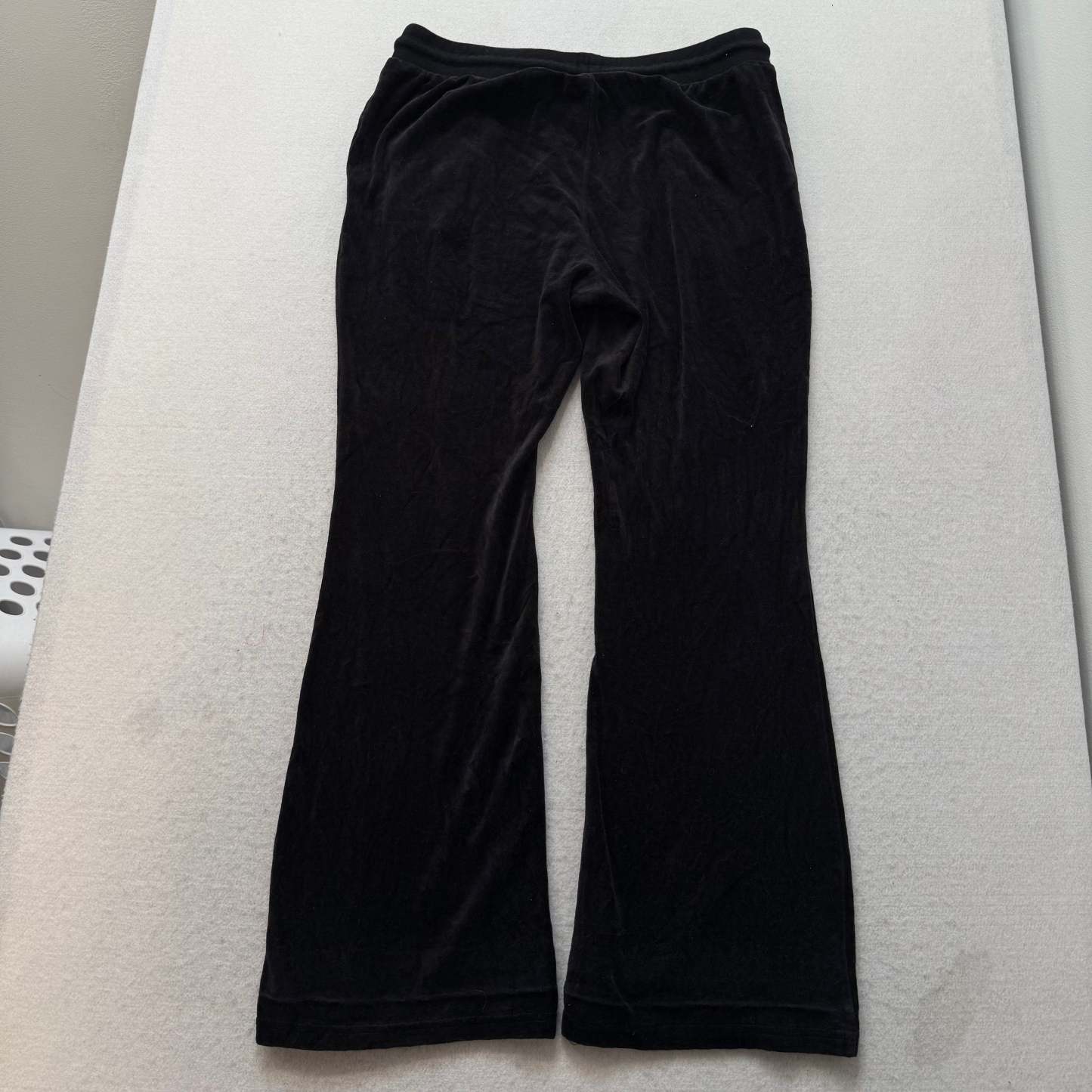 Juicy Couture Women Black Tracksuit Set Zip Up Hoodie & Flared Pant Logo Size L-Coordom