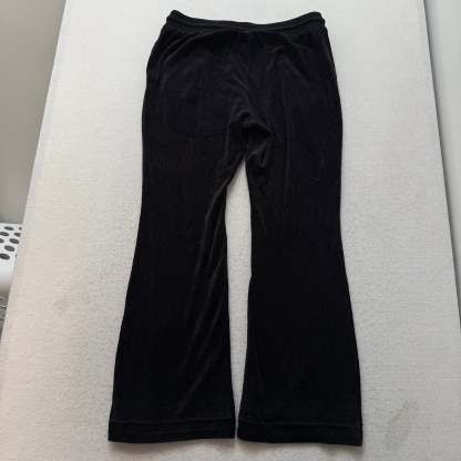 Juicy Couture Women Black Tracksuit Set Zip Up Hoodie & Flared Pant Logo Size L-Coordom