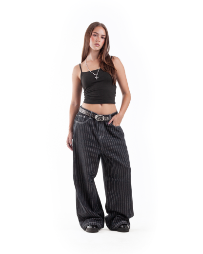 PINSTRIPE WIDE LEG DENIM-Coordom