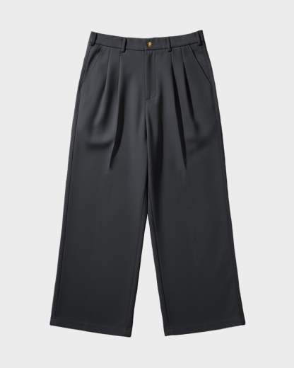 DOUBLE-PLEATED WIDE-LEG TROUSERS-Coordom