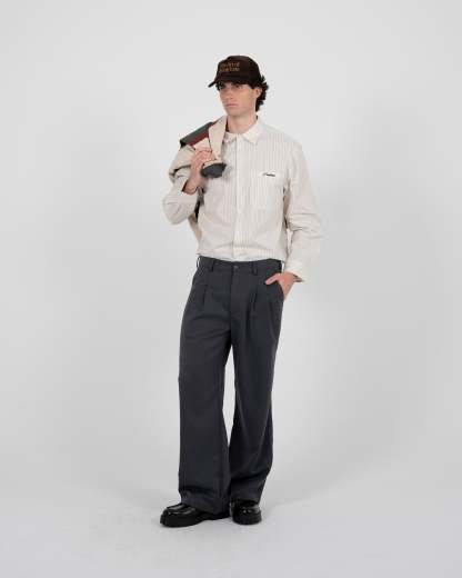 DOUBLE-PLEATED WIDE-LEG TROUSERS-Coordom