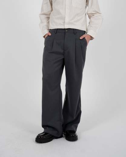 DOUBLE-PLEATED WIDE-LEG TROUSERS-Coordom