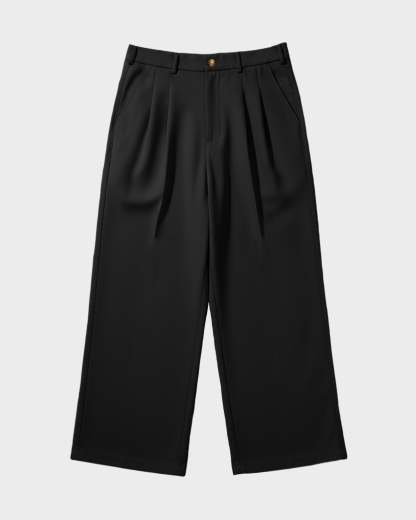 DOUBLE-PLEATED WIDE-LEG TROUSERS-Coordom