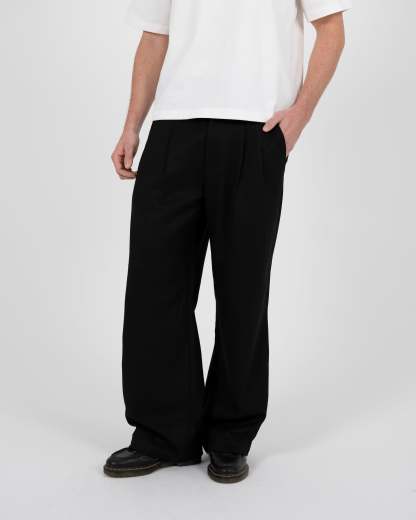 DOUBLE-PLEATED WIDE-LEG TROUSERS-Coordom