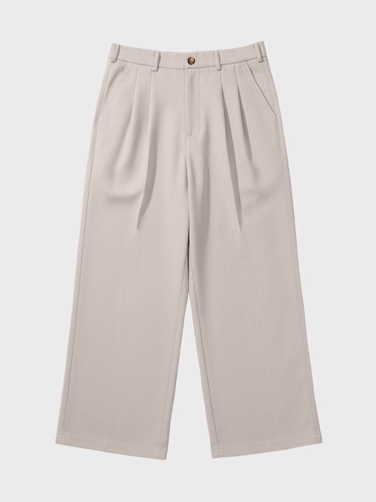 DOUBLE-PLEATED WIDE-LEG TROUSERS-Coordom