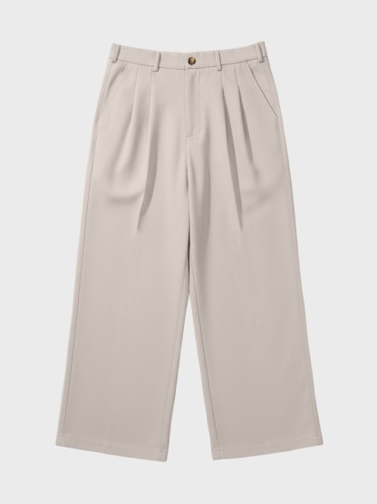 DOUBLE-PLEATED WIDE-LEG TROUSERS-Coordom