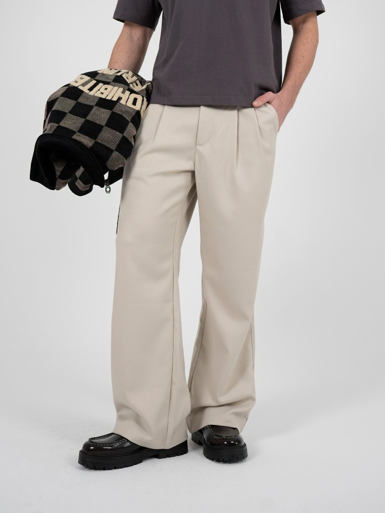 DOUBLE-PLEATED WIDE-LEG TROUSERS-Coordom