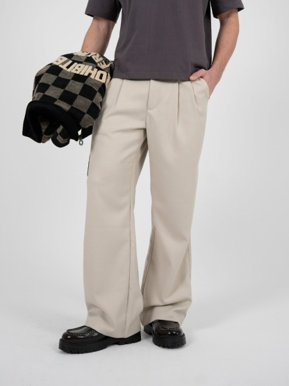DOUBLE-PLEATED WIDE-LEG TROUSERS-Coordom