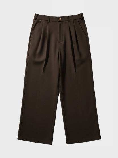 DOUBLE-PLEATED WIDE-LEG TROUSERS-Coordom