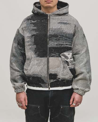 Tapestry Zip-Up Hoodie (MONO) | Vintage Streetwear Oversized Jacket-Coordom