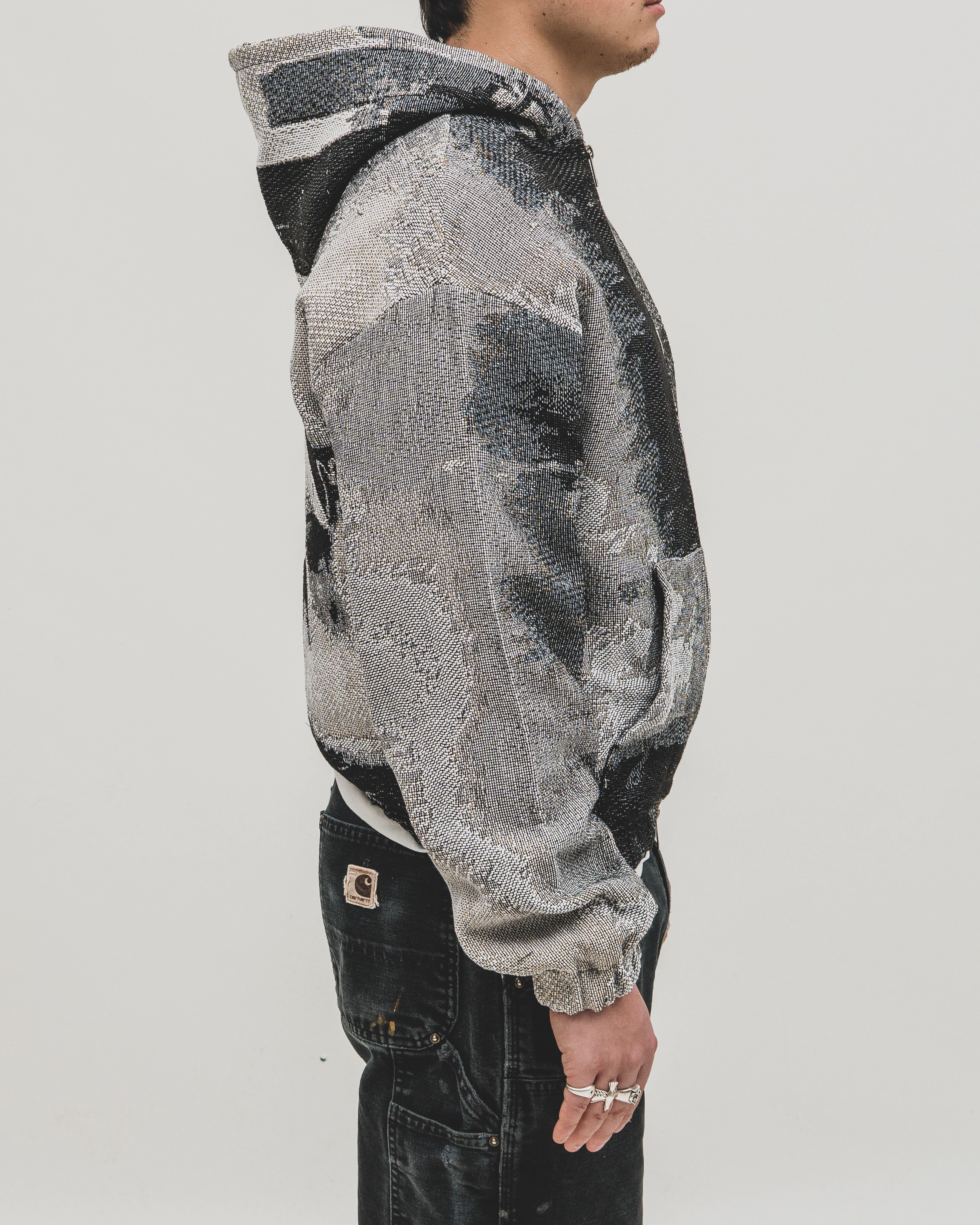 Tapestry Zip-Up Hoodie (MONO) | Vintage Streetwear Oversized Jacket-Coordom