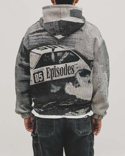 Tapestry Zip-Up Hoodie (MONO) | Vintage Streetwear Oversized Jacket-Coordom