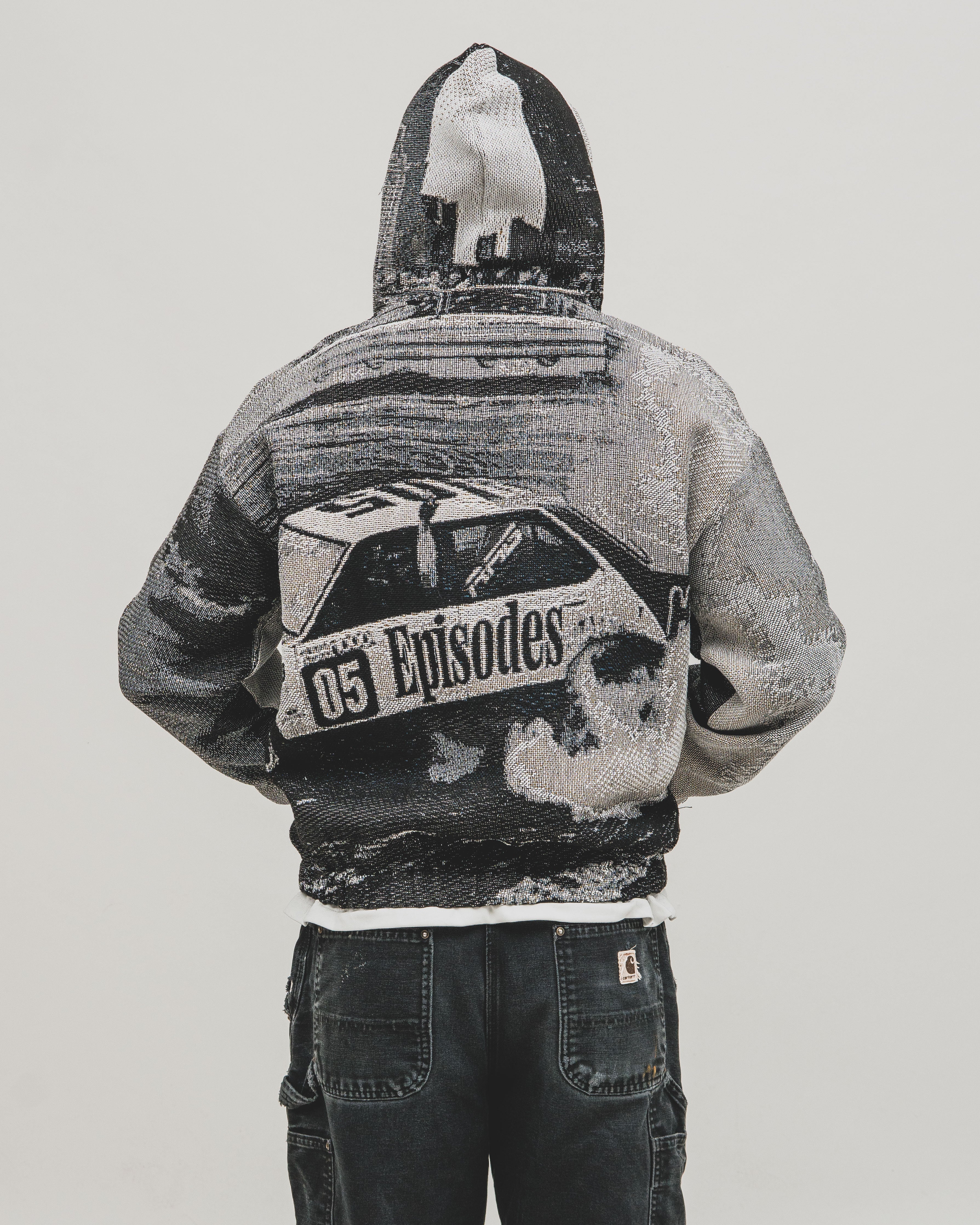 Tapestry Zip-Up Hoodie (MONO) | Vintage Streetwear Oversized Jacket-Coordom